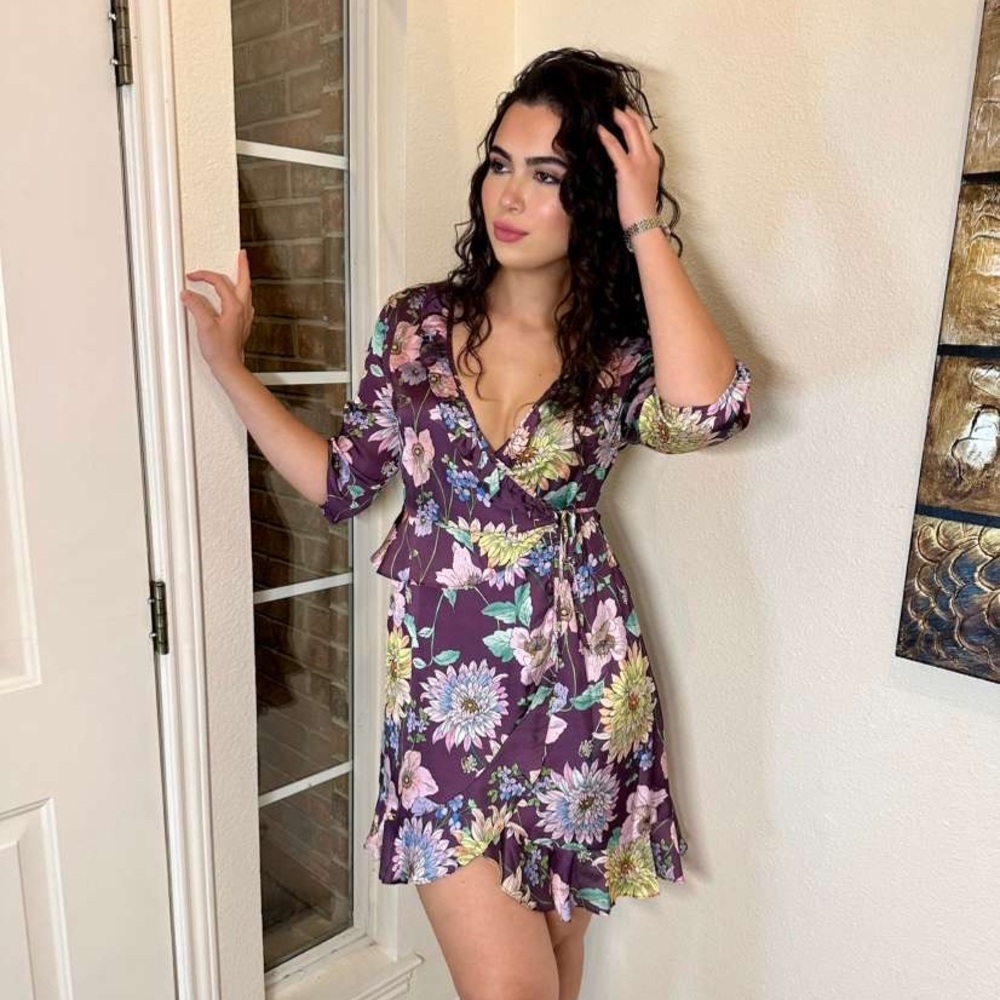 Ella Moon  Purple Floral Wrap Dress